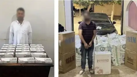 ضبط 12 ألف عبوة سجائر مهربة ومجهولة المصدر بمحافظتي مطروح والجيزة